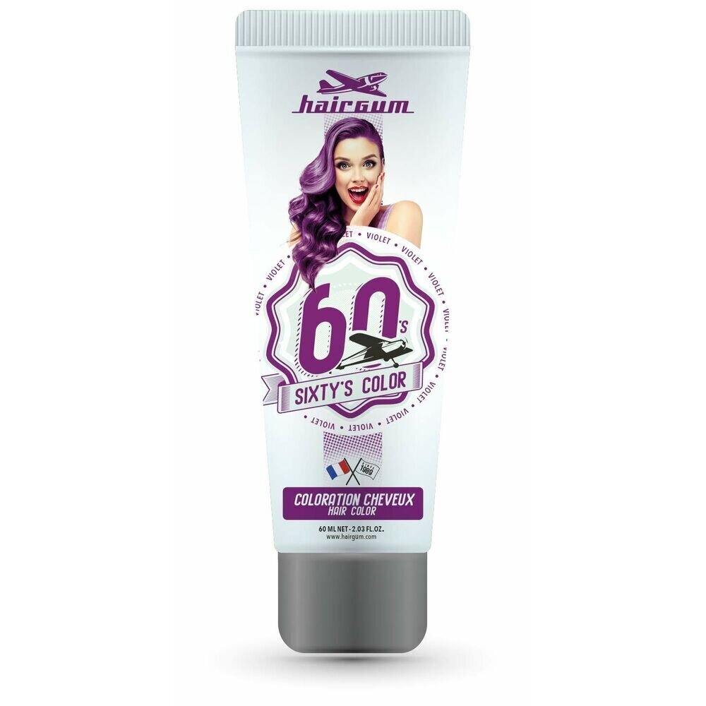 Daļēji pastāvīga matu krāsa Hairgum Sixty's Color Violets (60 ml) cena un informācija | Matu krāsas | 220.lv