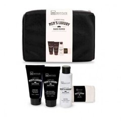 Komplekts vīriešiem IDC Institute Men's Luxury: sejas ziepes, 120 ml + pēc skūšanās balzams, 100 ml + dušas želeja, 100 ml + dvielis + kosmētikas somiņa cena un informācija | Sejas ādas kopšana | 220.lv