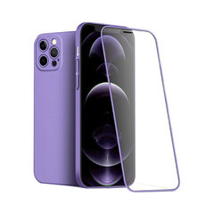 Apvalks ar 9H aizsargstikls priekš iPhone 12 Pro Max (6,7″) – Violets cena un informācija | Telefonu vāciņi, maciņi | 220.lv