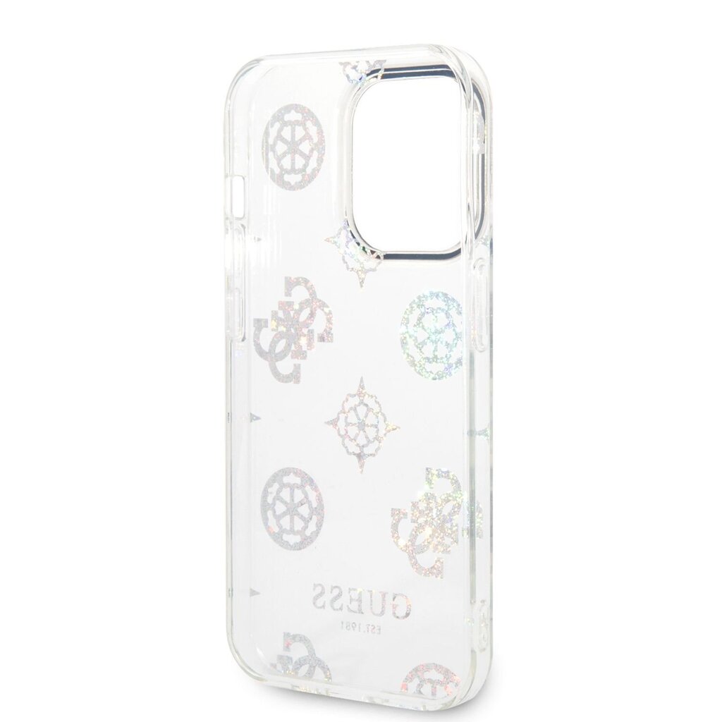 Guess PC/TPU Peony Glitter Case for iPhone 14 Pro White цена и информация | Telefonu vāciņi, maciņi | 220.lv