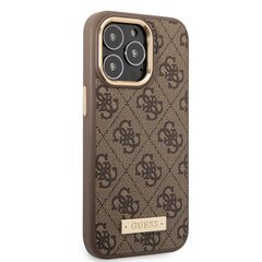 Guess PU 4G MagSafe Compatible Case for iPhone 14 Pro Brown cena un informācija | Telefonu vāciņi, maciņi | 220.lv