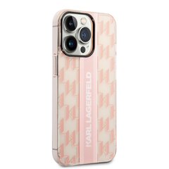 Karl Lagerfeld Monogram Vertical Stripe Case for iPhone 14 Pro Max Pink cena un informācija | Telefonu vāciņi, maciņi | 220.lv