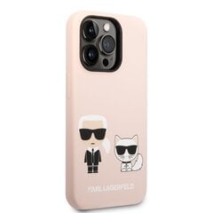 Karl Lagerfeld and Choupette Liquid Silicone Case for iPhone 14 Pro Pink cena un informācija | Telefonu vāciņi, maciņi | 220.lv