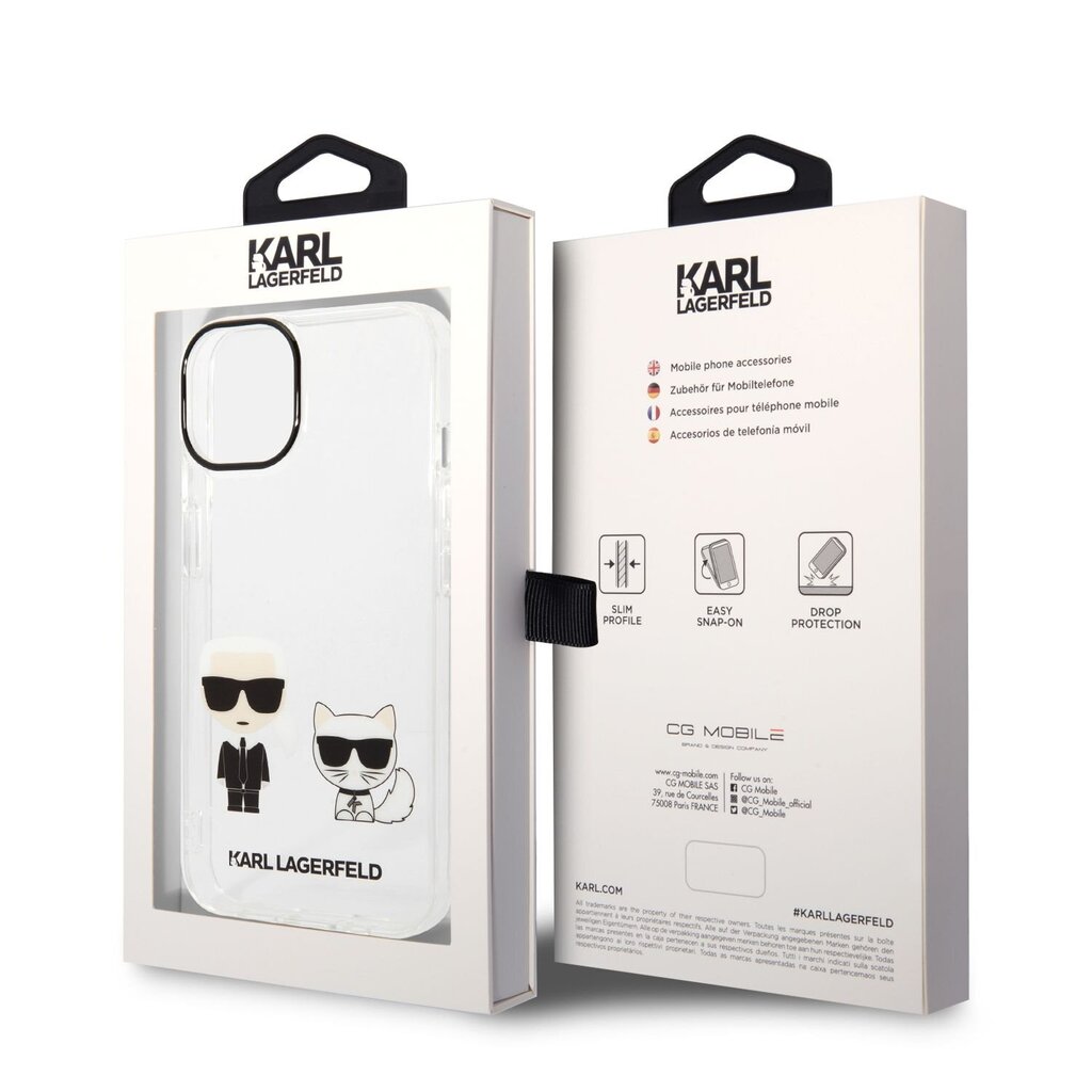 Karl Lagerfeld PC/TPU Ikonik Karl and Choupette Case for iPhone 14 Plus Transparent цена и информация | Telefonu vāciņi, maciņi | 220.lv