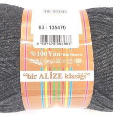 Adīšanas dzija Alize Pure Wool Cashmira 100g, krāsa tumši pelēka 63 cena un informācija | Adīšana | 220.lv