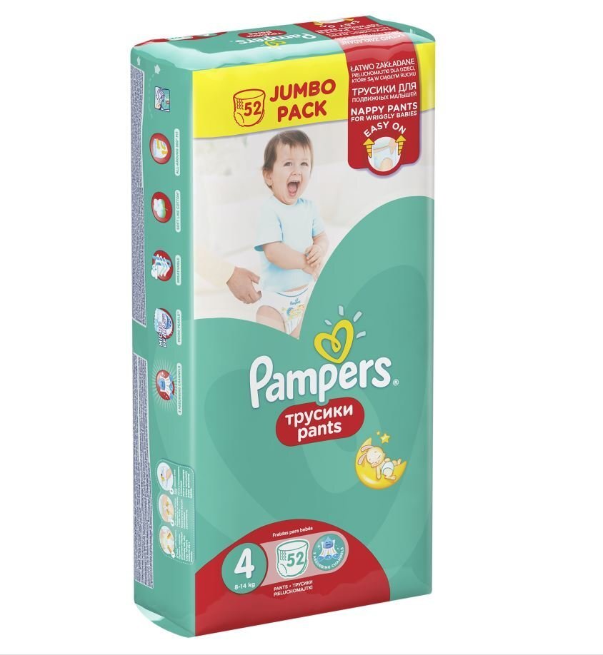 Autiņbiksītes-biksītes PAMPERS Pants, JP, 4. izmērs, 9 - 15 kg, 52 gab. цена и информация | Autiņbiksītes | 220.lv