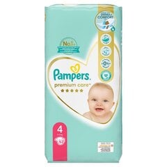 Подгузники PAMPERS Premium Care 4 размер., 52 шт. цена и информация | Подгузники | 220.lv