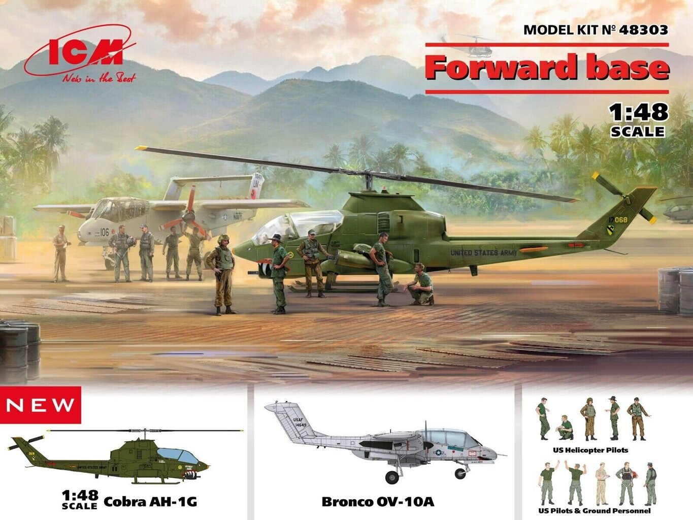 Līmējams modelis  ICM 48303 Forward base (AH-1G + Bronco OV-10A) 1/48 цена и информация | Līmējamie modeļi | 220.lv