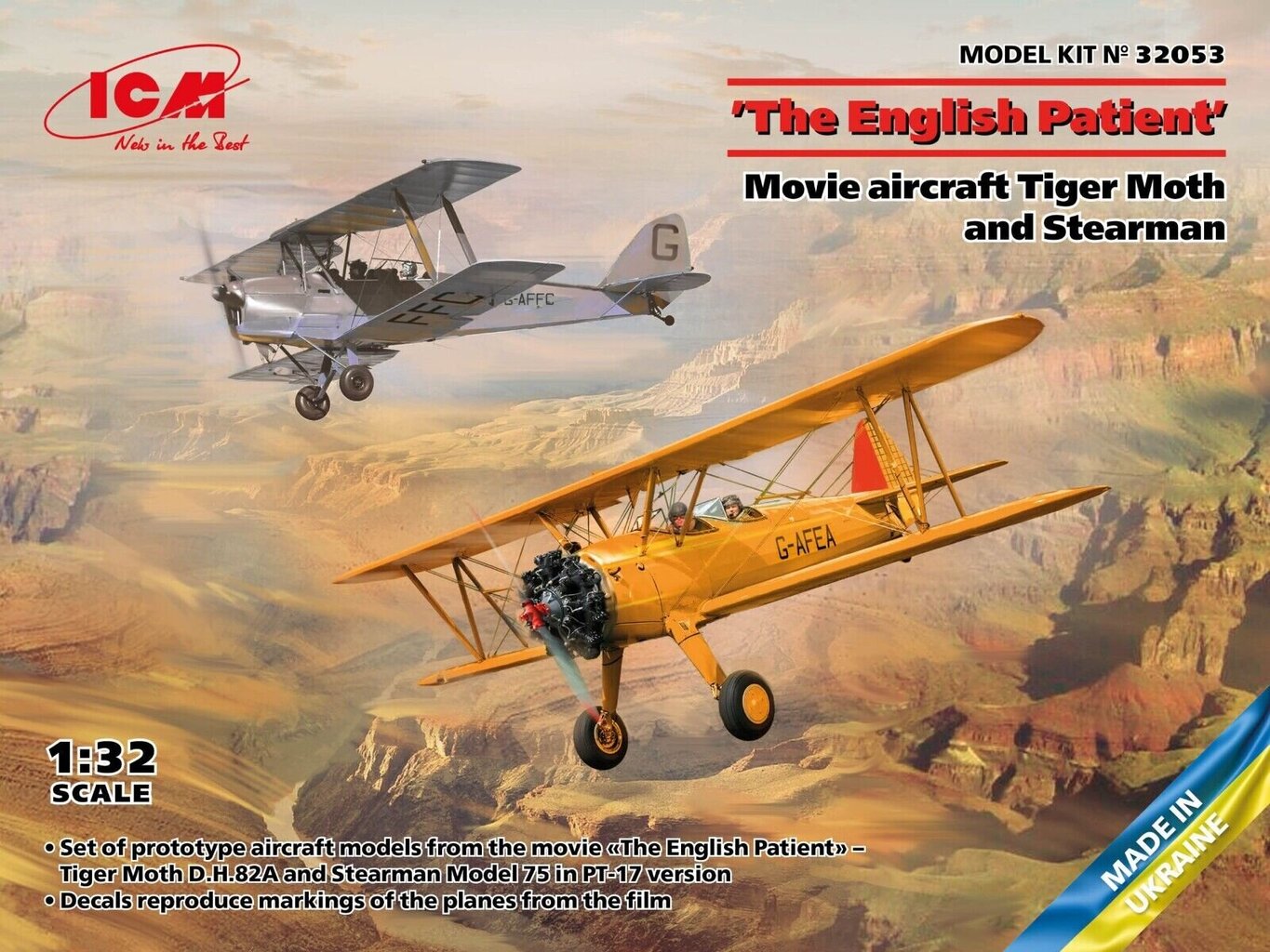 Līmējams modelis  ICM 32053 The English Patient. Movie aircraft Tiger Moth and Stearman 1/32 cena un informācija | Līmējamie modeļi | 220.lv