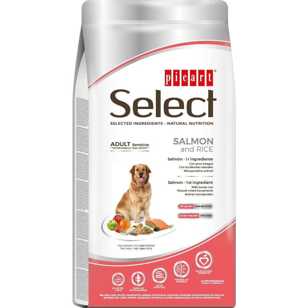 Select Adult Sensitive Salmon and Rice pilnvērtīga barība pieaugušiem suņiem 3kg cena un informācija | Sausā barība suņiem | 220.lv