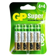 Baterijas GP Super Alkaline, AA (LR6), 8 gab. cena un informācija | Baterijas | 220.lv