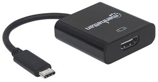 Adapteris Manhattan AV USB-C 3.1 į HDMI M/F 1080P/4K, melns cena un informācija | Savienotājkabeļi | 220.lv
