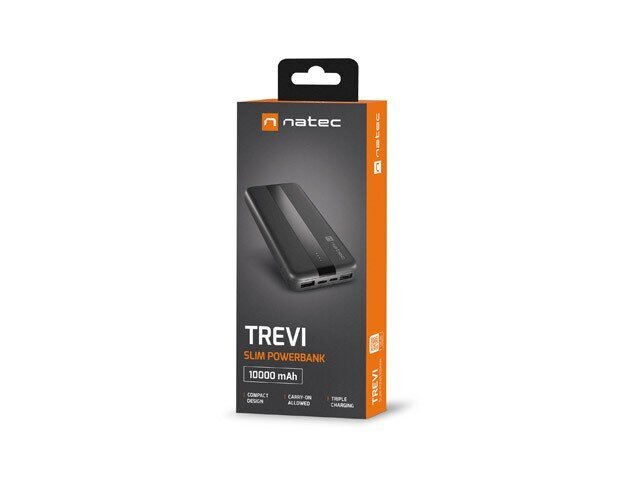 Natec PowerBank Trevi Slim 10000mAh 2x USB + USB-C cena un informācija | Lādētāji-akumulatori (Power bank) | 220.lv