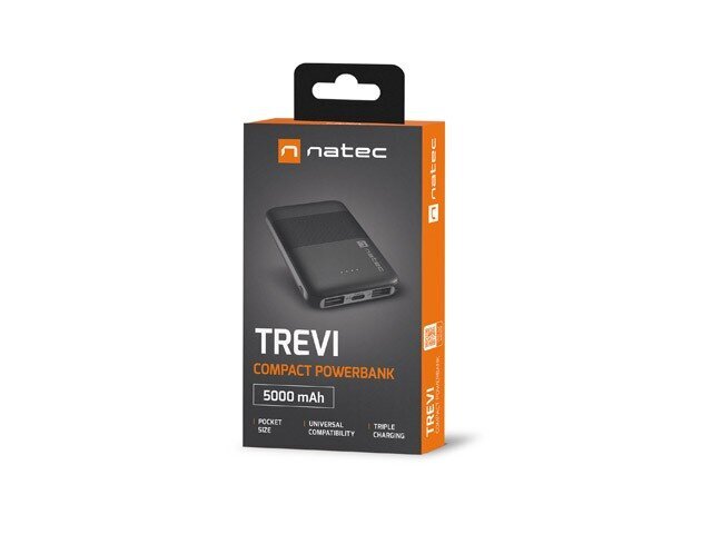 Natec PowerBank Trevi Compact 5000mAh 2x USB + USB-C цена и информация | Lādētāji-akumulatori (Power bank) | 220.lv