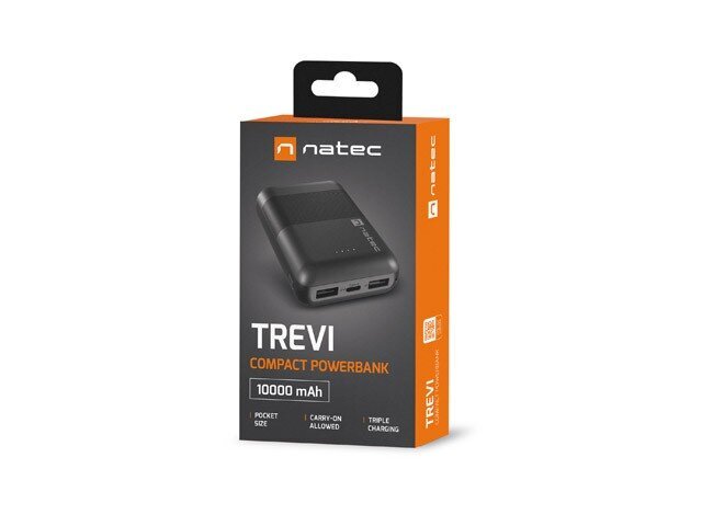 Natec PowerBank Trevi Compact 10000mAh 2x USB + USB-C cena un informācija | Lādētāji-akumulatori (Power bank) | 220.lv