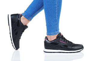 Sporta apavi meitenēm Reebok CL Leather Girl Squad, melni cena un informācija | Sporta apavi bērniem | 220.lv