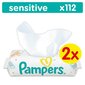 Mitrās salvetes PAMPERS Baby Sensitive, 2x56 gab. cena un informācija | Mitrās salvetes, vienreizlietojamie paladziņi | 220.lv