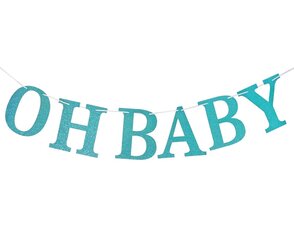 Papīra vītne "Oh Baby", gaiši zila, 300 x 16 cm QT-GOBN cena un informācija | Svētku dekorācijas | 220.lv