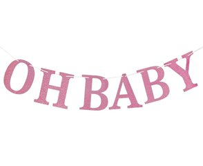 Гирлянда из бумаги «Oh Baby», светло-розовый, 300 x 16 см, QT-GOBR цена и информация | Праздничные декорации | 220.lv