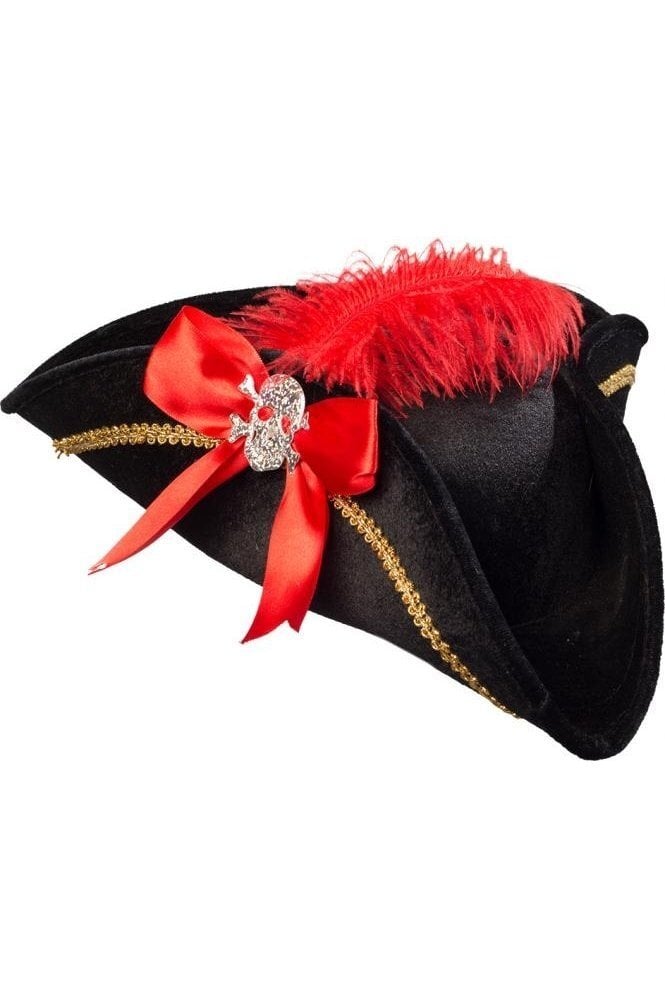 Pirātu cepure, melna/sarkana цена и информация | Karnevāla kostīmi, maskas un parūkas | 220.lv