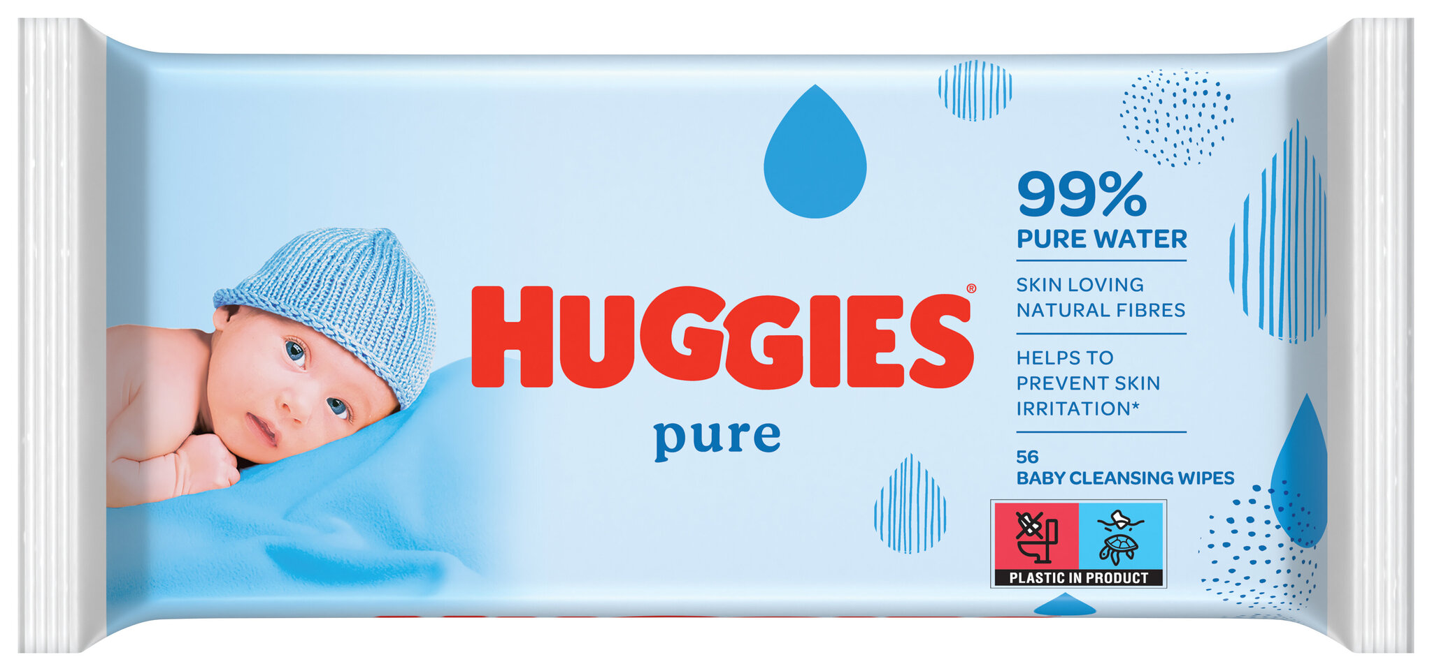 HUGGIES mitrās salvetes Pure 56gab. цена и информация | Mitrās salvetes, vienreizlietojamie paladziņi | 220.lv