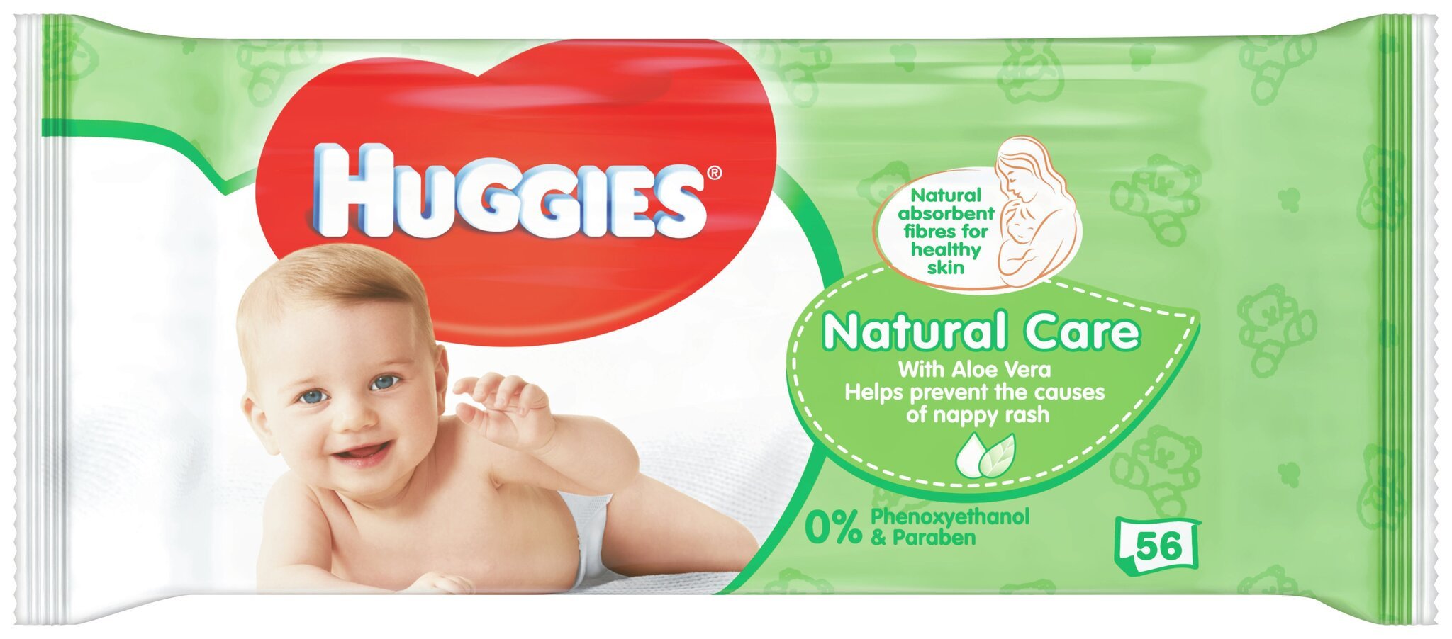 HUGGIES mitrās salvetes Natural Care ar alveju 56gab. цена и информация | Mitrās salvetes, vienreizlietojamie paladziņi | 220.lv