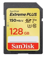 SanDisk Extreme Plus SDXC 128GB 190MB/s цена и информация | Карты памяти для фотоаппаратов | 220.lv