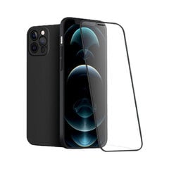Защитный чехол с передним стеклом (9H) для iPhone 12 Pro (6,1″), чёрный цена и информация | Чехлы для телефонов | 220.lv
