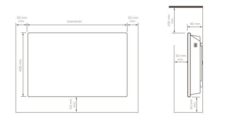 Elektriskais konvektors 96x40x9 cm sienas sildītājs ar elektronisko vadību 1200W Dimplex DTD4T 12, balts cena un informācija | Sildītāji | 220.lv