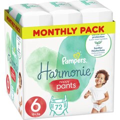 Памперсы-трусики Pampers Harmonie Monthly pack, 6 размер, 15+ кг, 72 шт. цена и информация | Подгузники | 220.lv