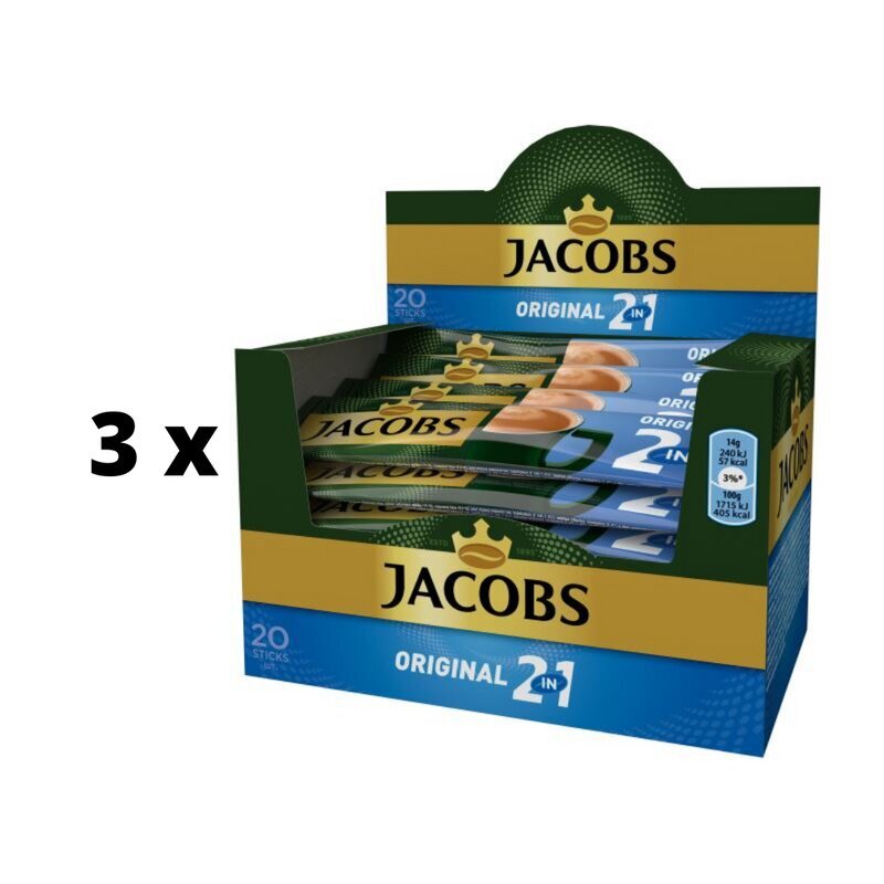 Šķīstošais kafijas dzēriens JACOBS 2 in 1, kastīte, 20 x 14 g x 3 iepakojumi. cena un informācija | Kafija, kakao | 220.lv