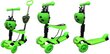 Trīsriteņu stumjamais skrejritenis H3 5in1, ar LED riteņiem, zaļš cena un informācija | Skrejriteņi | 220.lv
