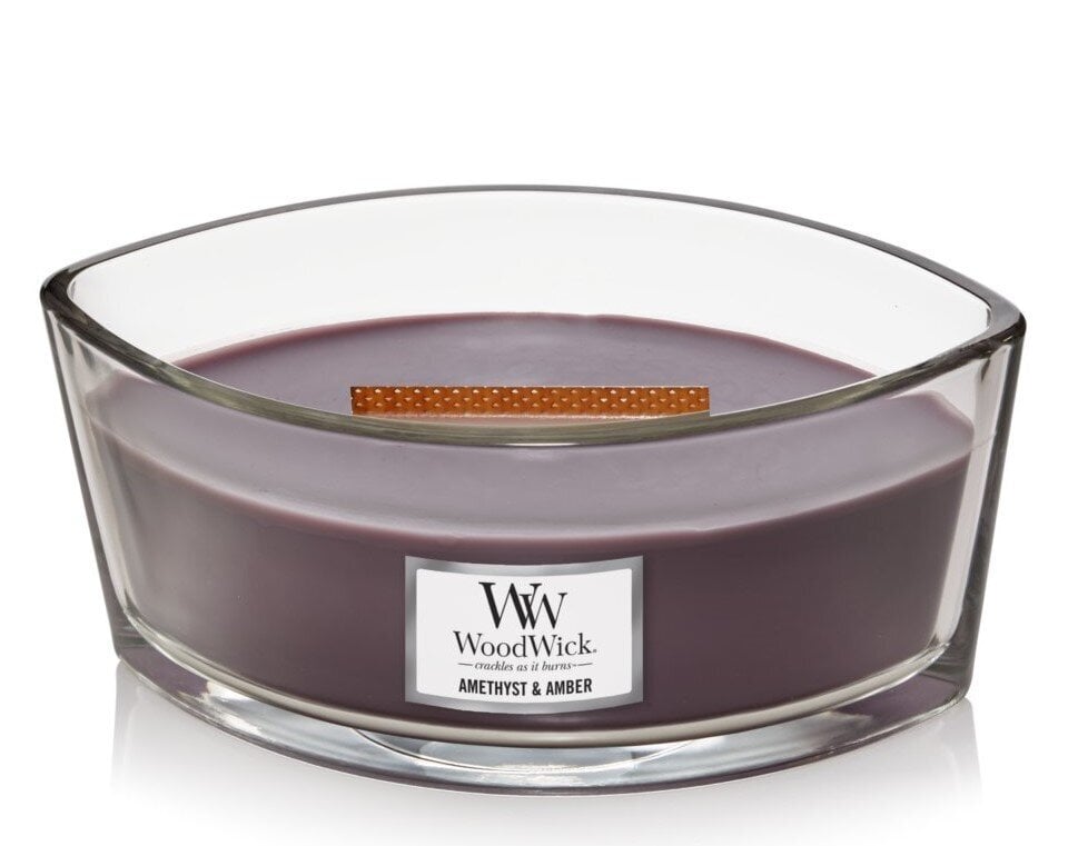 WoodWick aromātiskā svece Amethyst & Amber 453,6 g cena un informācija | Sveces un svečturi | 220.lv