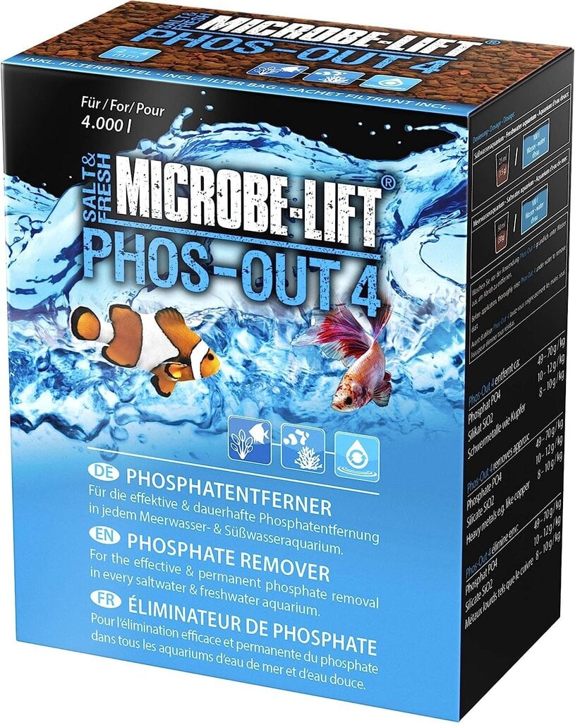 Microbe Lift fos-out 4 filtrs Vidēja fosfāta noņemšanas līdzeklis , 625 g cena un informācija | Akvāriji un aprīkojums | 220.lv