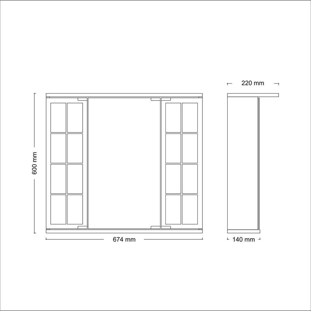 Spoguļa skapis 68x60x22 cm ar rozeti, Landhaus stilā, MDF/koks, balts cena un informācija | Vannas istabas spoguļi | 220.lv