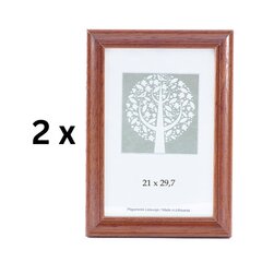 Foto rāmis, koka, A4, 21x29,7 cm, brūns, iepakojumā 2 gab. cena un informācija | Foto rāmji, foto albumi | 220.lv
