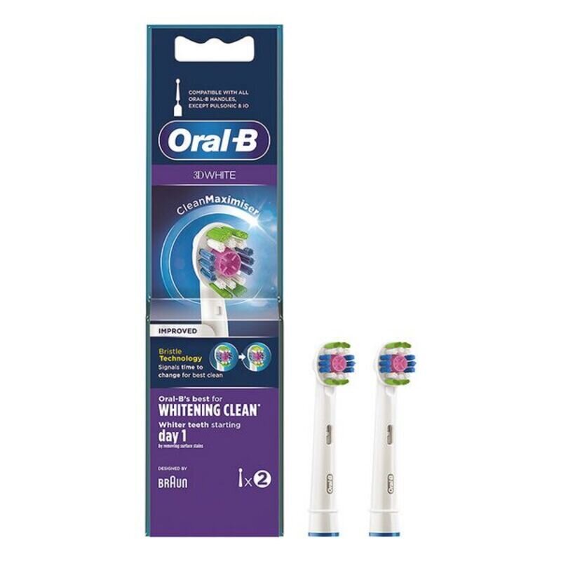 Aizvietojama Galviņa 3D White Whitening Clean Oral-B (2 pcs) цена и информация | Uzgaļi elektriskajām zobu birstēm | 220.lv