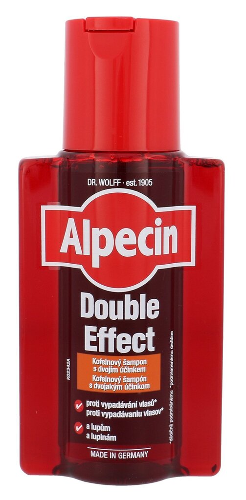 Šampūns ar kofeīnu no blaugznām un matu izkrišanu Alpecin Double-Effect, 200 ml cena un informācija | Šampūni | 220.lv