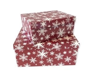 Dāvanu kastīte 31 x 24 x 13,5 cm, Nr8, krāsa: tumši sarkana, sniegpārslas (115419) 7234 cena un informācija | Ziemassvētku dekorācijas | 220.lv