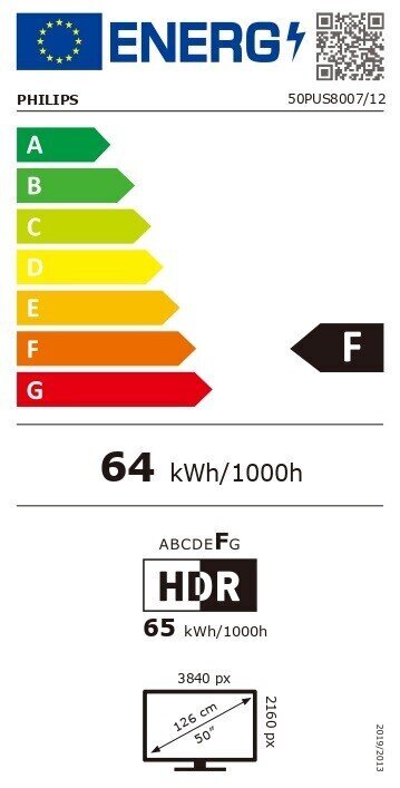 Philips HDR 50PUS8007/12 cena un informācija | Televizori | 220.lv