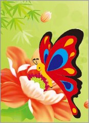 Gleznas no dimanta mozaīkas 17х22 cm. Gleznošanas komplekts - Izkrāso pēc cipariem "Butterfly on a Flower" cena un informācija | Dimantu mozaīkas | 220.lv