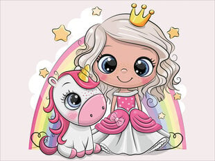 Алмазная мозаика 30x40 cm.  "Little Princess with a Unicorn" цена и информация | Алмазная мозаика | 220.lv