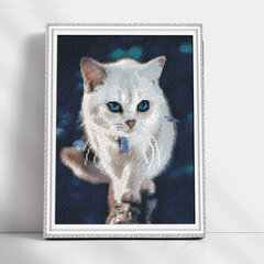 Dimantu mozaīkas komplekts uz rāmja TM Varvikas - Blue-eyed fluffy kitten LE126e 30x40 cm цена и информация | Алмазная мозаика | 220.lv