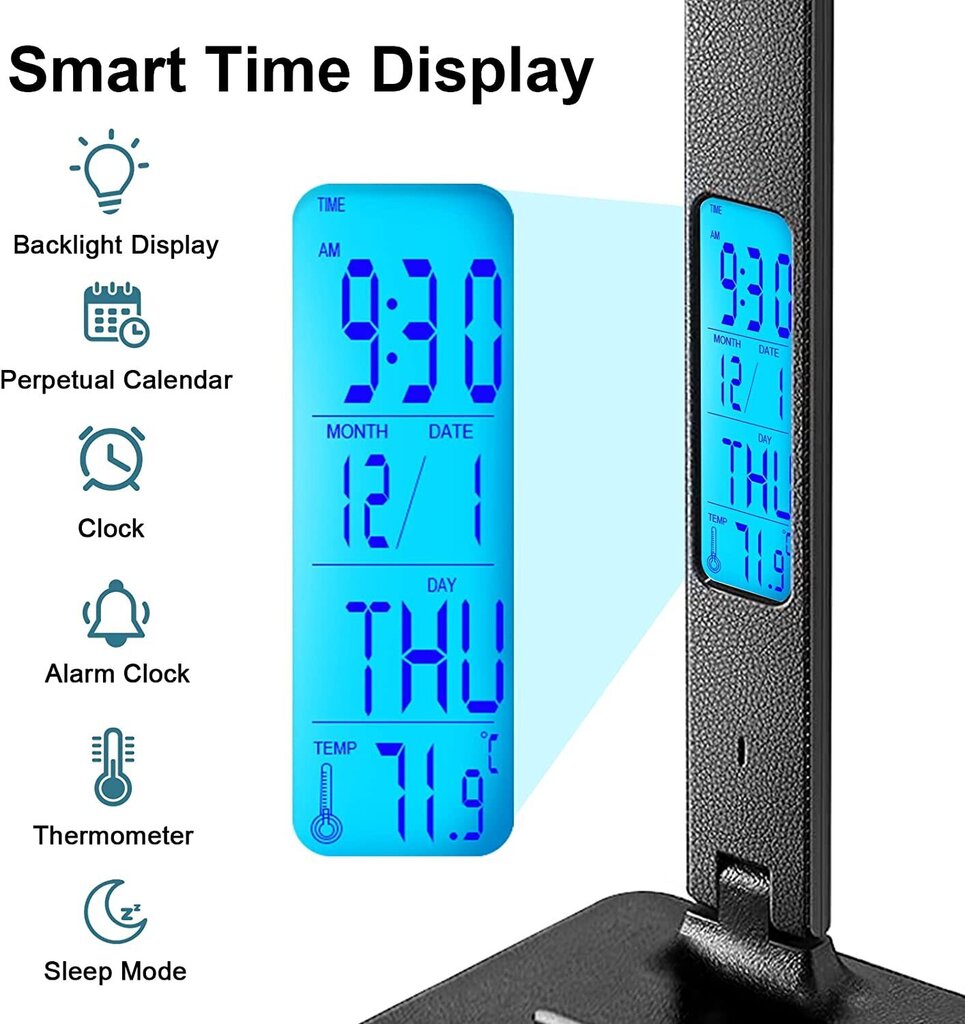 Galda LED lampa ar termometru, pulksteni цена и информация | Galda lampas | 220.lv