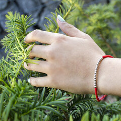 Beneto Красный браслет каббала с серебряными бусинами AGB574 цена и информация | Женские браслеты | 220.lv