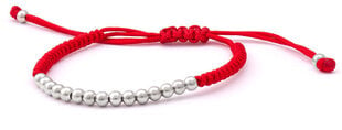 Beneto Sarkana štrope kabala rokassprādze ar sudraba pērlītēm AGB574 cena un informācija | Rokassprādzes | 220.lv