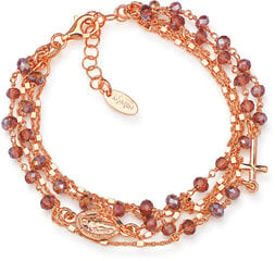 Amen Розовый позолоченный серебряный браслет с кристаллами Rosary BRMFV цена и информация | Женские браслеты | 220.lv