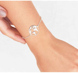 Lotus Silver Стильный позолоченный серебряный браслет Карта мира LP1898-2/3 цена и информация | Женские браслеты | 220.lv