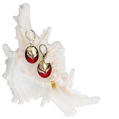 Lampglas Eleganti Sarkanās jūras auskari no Lampglas pērlēm ar 24 karātu zeltu EP25 cena un informācija | Auskari | 220.lv