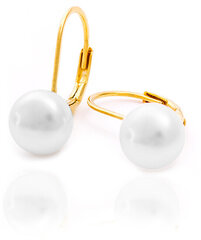 Beneto Apzeltīti sudraba auskari ar īstām pērlēm AGUC2264P-GOLD цена и информация | Серьги | 220.lv